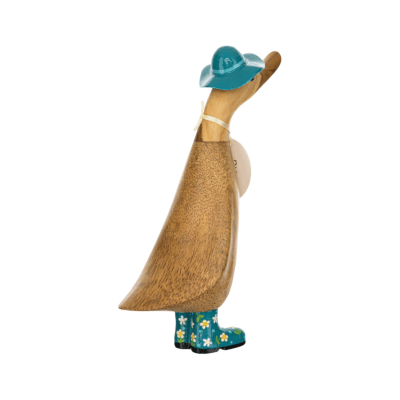 DCUK Floral Hats and Welly Boots Duckling Wooden Figurine