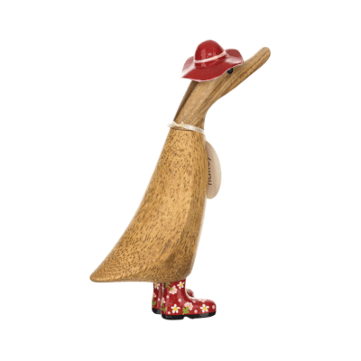 DCUK Floral Hats and Welly Boots Duckling Wooden Figurine