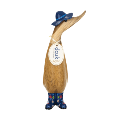 DCUK Floral Hats and Welly Boots Duckling Wooden Figurine