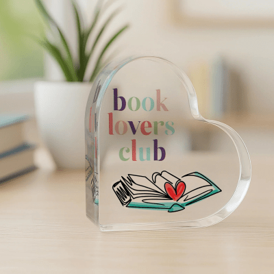 Book Lovers Club Acrylic Heart Plaque