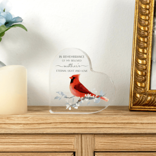 Always By Your Side Memorial 'Beloved Mother' Acrylic Heart Plaque