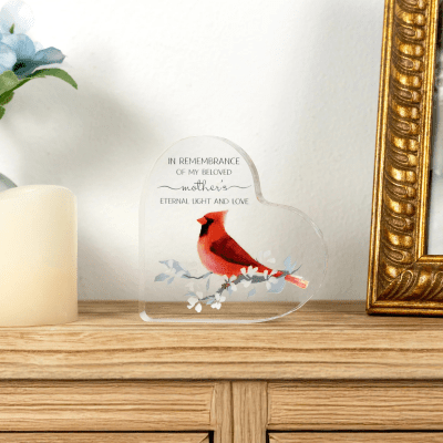 Always By Your Side Memorial 'Beloved Mother' Acrylic Heart Plaque