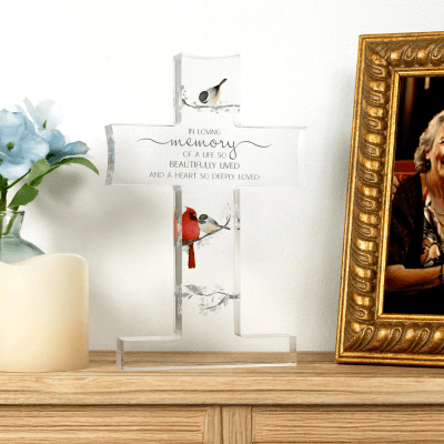Always By Your Side Memorial 'In Loving Memory' Acrylic Cross Plaque