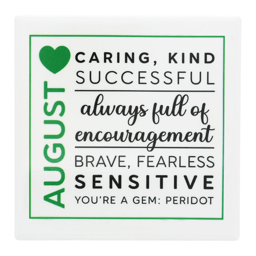 You Are a Gem 'August Birthday Month' Ceramic Coaster