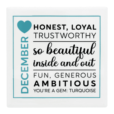You Are a Gem 'December Birthday Month' Ceramic Coaster