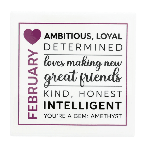 You Are a Gem 'February Birthday Month' Ceramic Coaster