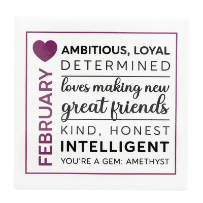 You Are a Gem 'February Birthday Month' Ceramic Coaster