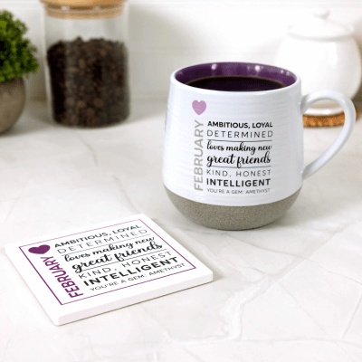 You Are a Gem 'February Birthday Month' Ceramic Coaster