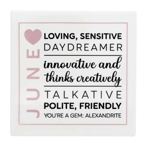 You Are a Gem 'June Birthday Month' Ceramic Coaster