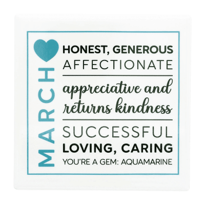You Are a Gem 'March Birthday Month' Ceramic Coaster