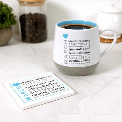 You Are a Gem 'March Birthday Month' Ceramic Coaster