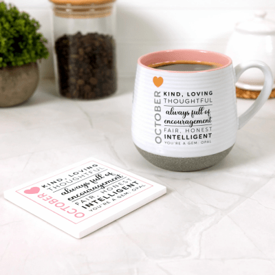 You Are a Gem 'October Birthday Month' Ceramic Coaster