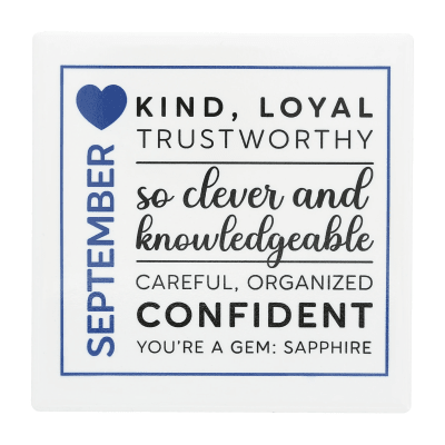 You Are a Gem 'September Birthday Month' Ceramic Coaster