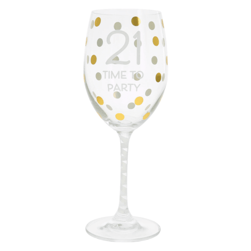 21: Time to Party Crystal Wine Glass