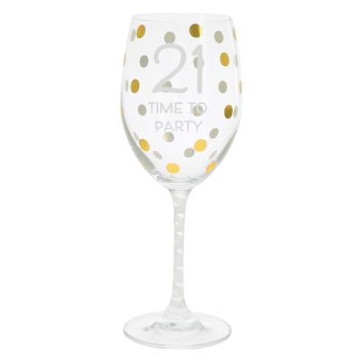 21: Time to Party Crystal Wine Glass