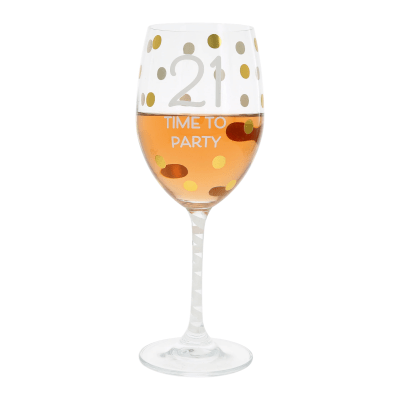 21: Time to Party Crystal Wine Glass