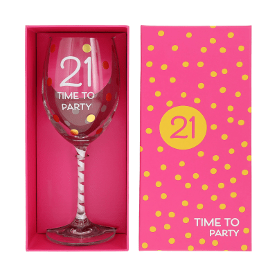 21: Time to Party Crystal Wine Glass