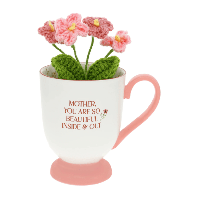 Petals Of Love 'Beautiful Mother' Teacup with Crochet Flowers