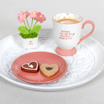 Petals Of Love 'Beautiful Mother' Teacup with Crochet Flowers