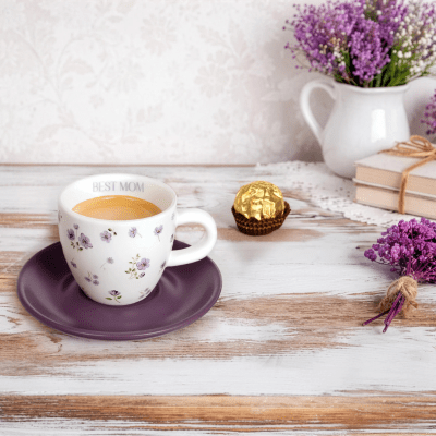 Petals Of Love 'Best Mom' Espresso Cup & Saucer
