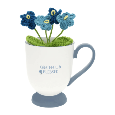 Petals Of Love 'Grateful & Blessed' Teacup with Crochet Flowers