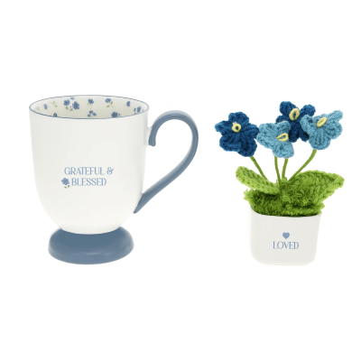 Petals Of Love 'Grateful & Blessed' Teacup with Crochet Flowers