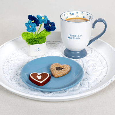 Petals Of Love 'Grateful & Blessed' Teacup with Crochet Flowers