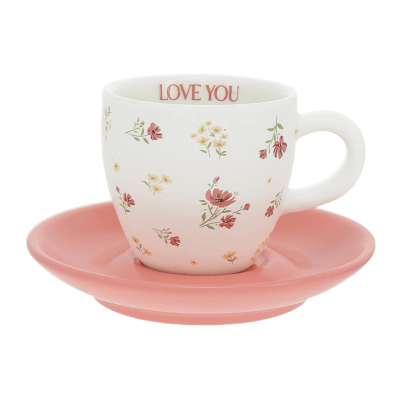 Petals Of Love 'Love You' Espresso Cup & Saucer