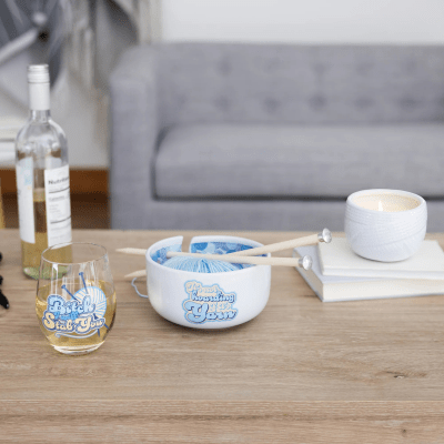 Hook, Knit and Wit 'Stab You' Stemless Wine Glass