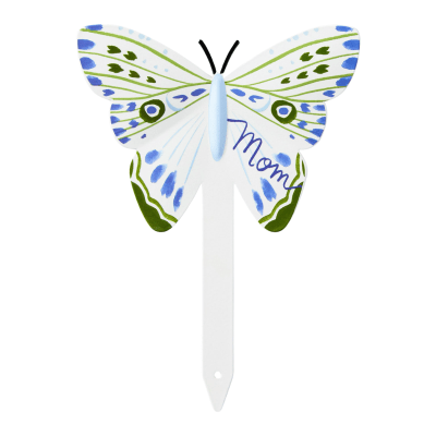 Mom Blue and Green Butterfly Garden Stake