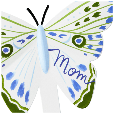 Mom Blue and Green Butterfly Garden Stake
