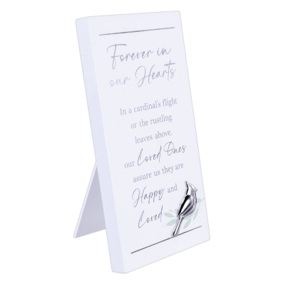 Malden 'Forever in Our Hearts' with Metal Cardinal Remembrance Easel Back Sign