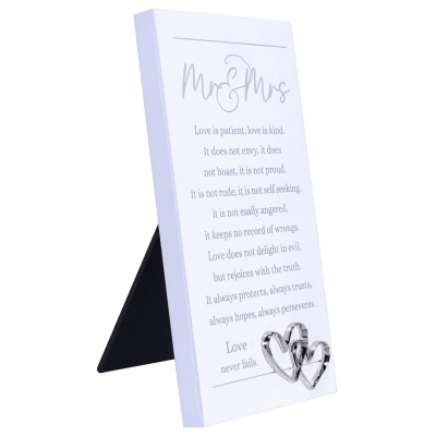 Malden 'Mr. & Mrs.' with Metal Hearts Easel Back Sign