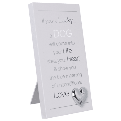 Malden 'Lucky To Have A Dog Reflection' with Metal Heart Easel Back Sign