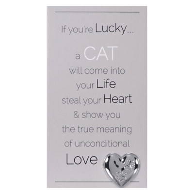 Malden 'Lucky To Have A Cat Reflection' with Metal Heart Easel Back Sign