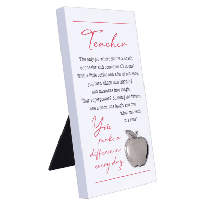 Malden 'Teacher' with Metal Apple Easel Back Sign