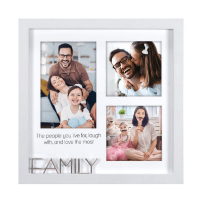Malden 'Family' Three Photo Collage Grey Square Picture Frame