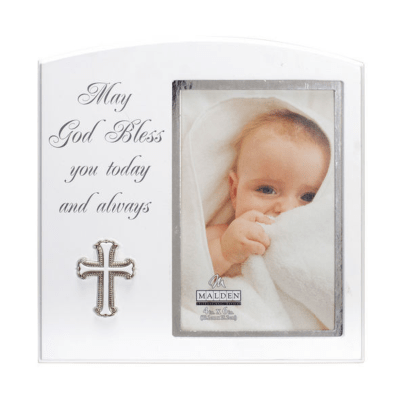 Malden 'May God Bless You' with Cross White Picture Frame