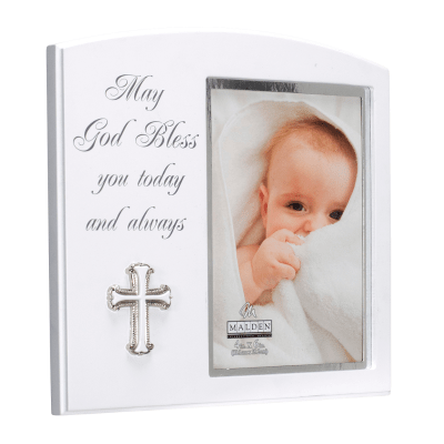Malden 'May God Bless You' with Cross White Picture Frame