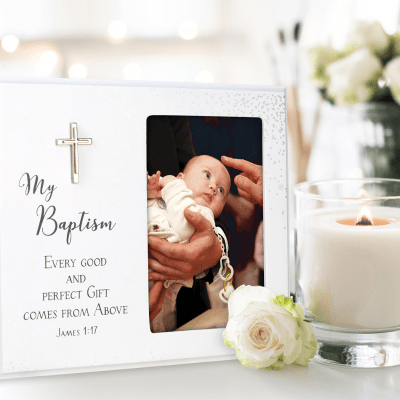 Malden 'My Baptism' with Cross White Picture Frame