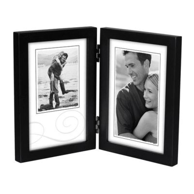 Malden Double Vertical Black Hinged Picture Frame