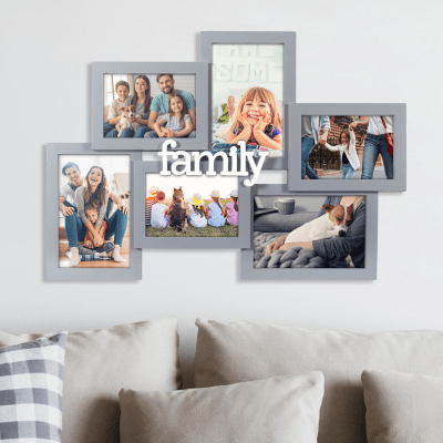 Malden 'Family Puzzle' Six Photo Collage Grey Picture Frame