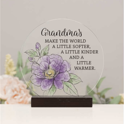 Grandmas Make The World Round Glass Sign