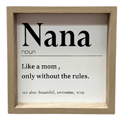 Nana Definition Wooden Block Sign