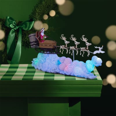 Disney Tim Burton's The Nightmare Before Christmas Santa Jack's Sleigh Ride Tabletop Decoration With Light and Sound