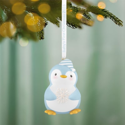 Baby Boy's First Christmas Penguin 2026 Ornament