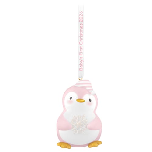 Baby Girl's First Christmas Penguin 2026 Ornament