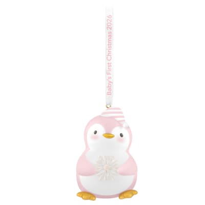 Baby Girl's First Christmas Penguin 2026 Ornament