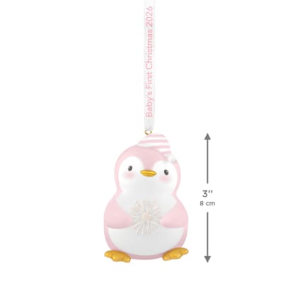 Baby Girl's First Christmas Penguin 2026 Ornament
