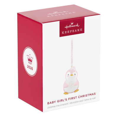 Baby Girl's First Christmas Penguin 2026 Ornament